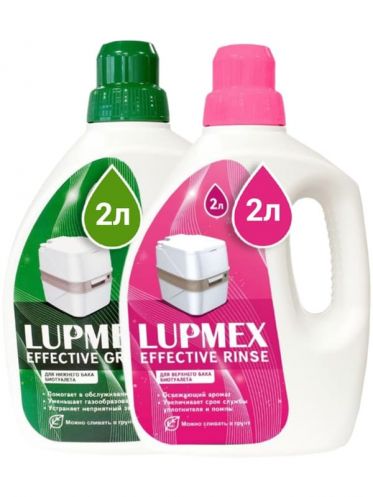 Набор жидкостей для биотуалета LUPMEX Effective Green / Rinse 2 + 2 л